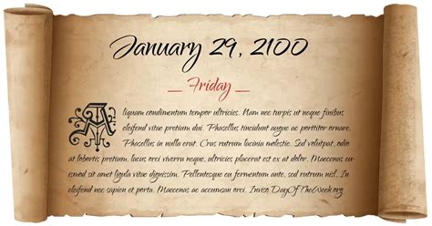 What Day Of The Week Is January 29 2100