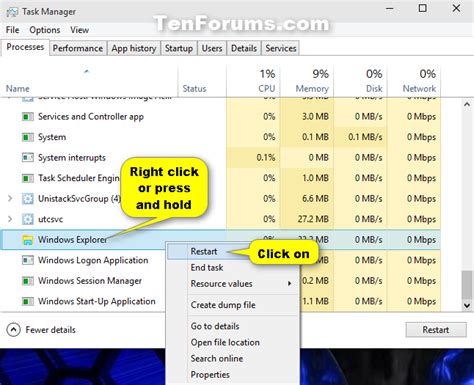 Restart Explorerexe Process In Windows 10 Tutorials