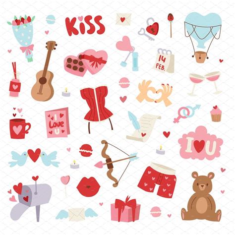 Valentine Day Icons Vector Valentines Illustration Valentine S Day