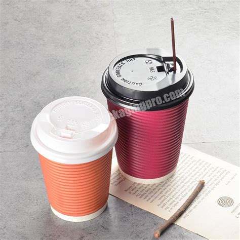 Custom Logo Disposable Kraft Paper Hot Coffee Cup Oz Corrugated Paper Cup
