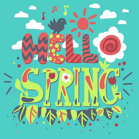 Ciao Primavera Fumetto Vettoriale Lettering 6953411 Arte Vettoriale A