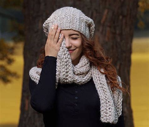 Knitting Pattern Diy Chunky Scarf Knit Set Infinity Scarf Big Scarf