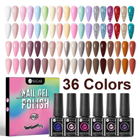 UR SUGAR Gel Nail Polish Set Bottles Macaron Nude Pink Red Glitter