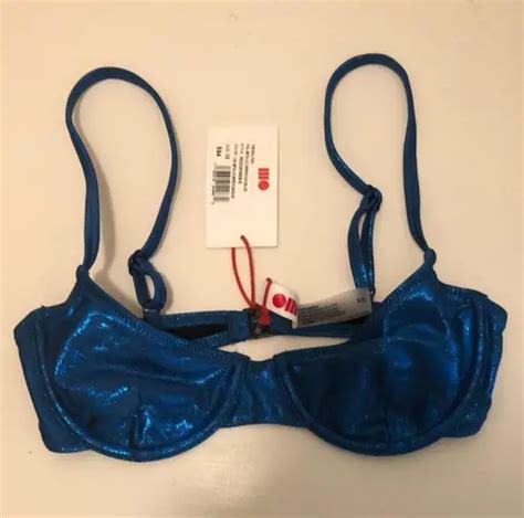 Solid Striped Metallic Blue Bikini Top Size XS 29 69 Off Retail New With Tags From Lily
