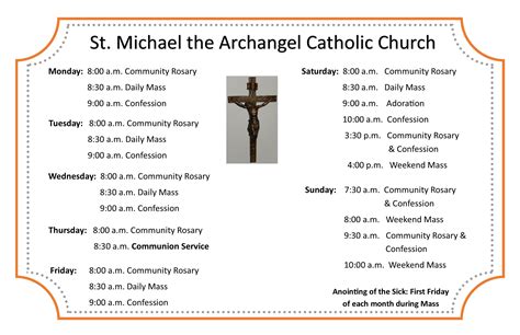 Mass Schedule Information - StMichaels
