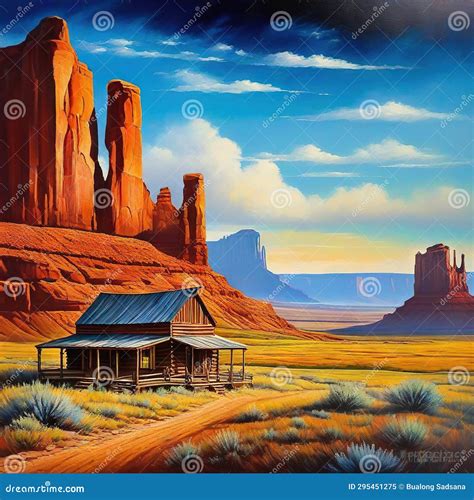 Old West Landscape Western Wild American Frontier Acrylic Stock