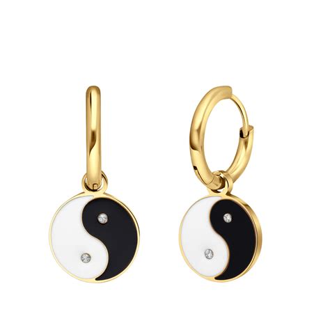 Stalen Goldplated Oorringen Met Ying Yang Lucardi NL