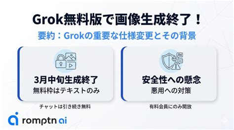 Grok Imagineの無料枠が終了⁉無料で画像・動画生成ができなくなった理由や代替ツールを徹底解説 | romptn Magazine