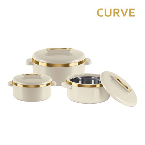 SQ Professional 10616 Curve Insulated Hot Pot Set 3pc Cream 1 0 1 5 2 5L