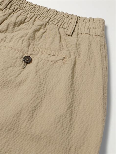 Universal Works Wide Leg Cotton Blend Seersucker Shorts For Men In