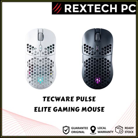 REXTECH TECWARE PULSE ELITE SERIES RGB WIRELESS LIGHT WEIGHT GAMING MOUSE BLACK WHITE HOT