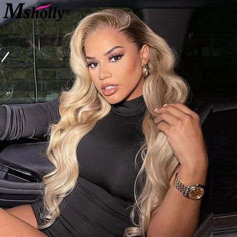 Ombre Ash Blonde Lace Front Wig Human Hair Highlight 13x4 Body Wave Ash Blonde Pre Plucked