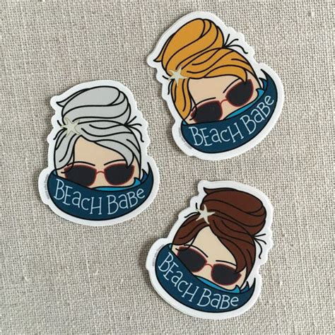 Beach Babe Brunette Vinyl Sticker Beach Sticker Modern Sticker Laptop Sticker Girl Sticker