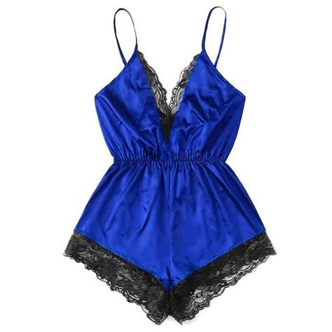 Mode femmes Sexy Lingerie fille col en v dentelle Splice Body vêtements de nuit Bodydoll n