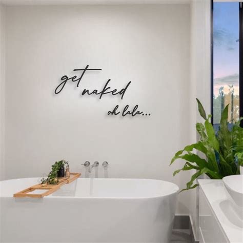 Schriftzug 3D aus Holz get naked oh lala Türschild Badezimmer