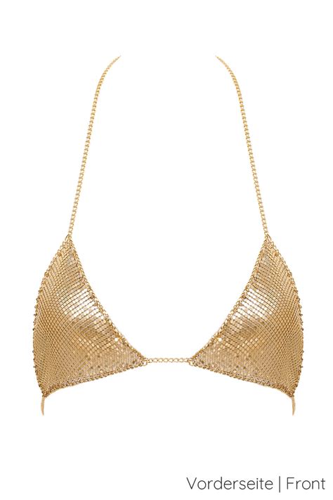 BLUEBELLA Cyla Set Metallic Soft Bra Und String Gold Chainmail Lingerie OLEANDA DE