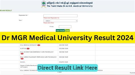 Dr MGR Medical University Results 2025 Out, Direct Link @www.tnmgrmu.ac
