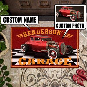 Personalized Garage Kustom Kulture Hot Rod Door Mat Dingmun