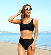 Amazon Tempt Me Women Two Piece Lace Bikini Tie Knot Front High Waisted Swimsuit Bathing