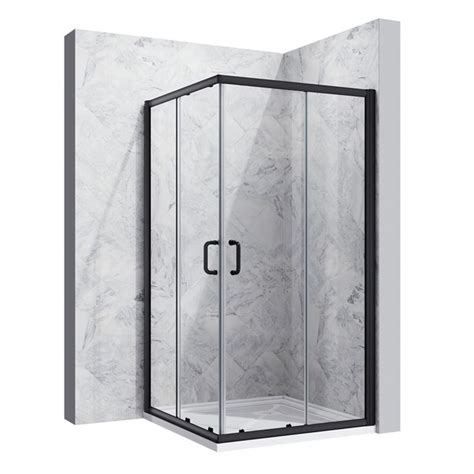 Eco Friendly Shower Door Sliding Shower Room Black Frame With D Shape