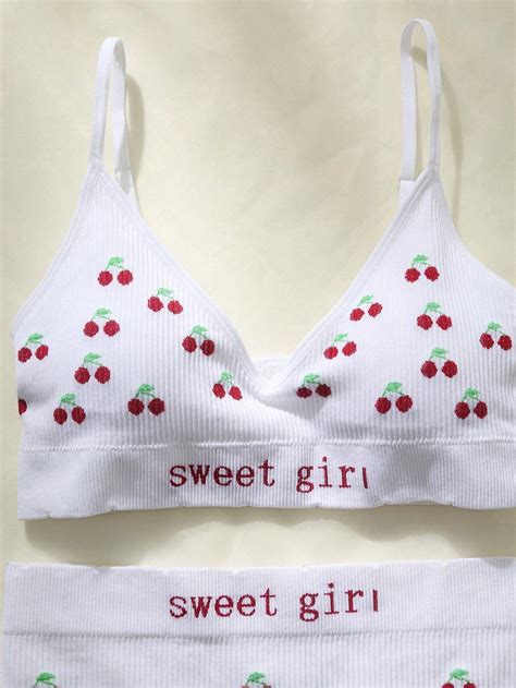 Shein Cherry Print Seamless Lingerie Set Shein Usa