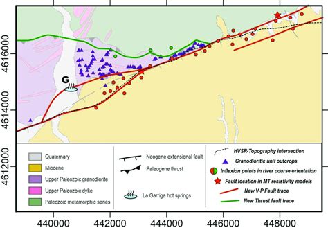 Map Showing Constraints On The Fault Trace Geometry Of The V P Fault