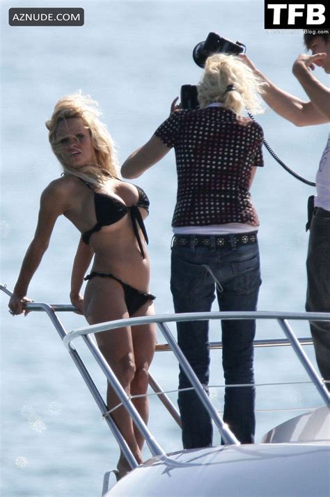 Pamela Anderson Sexy Poses Topless In A Bikini On A Boat During A Photoshoot In Cannes Aznude