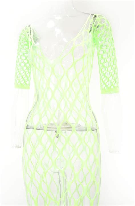 Amazon chu U chu Lingerie Collection フィッシュネットボディストッキング FBS 003 イエローグリーン スケスケ セクシーランジェリー chu