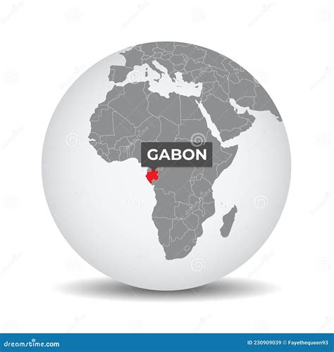 World Globe Map With The Identication Of Gabon Stock Vector
