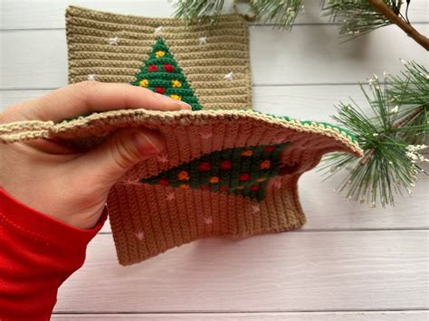 Crochet Pattern Potholder Christmas Tree Cool Dbl Hot Pad Inspire Uplift