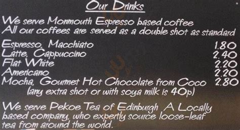 Printworks Coffee menù Edinburgh Main Menu Sluurpy