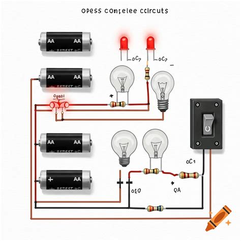 diagram showing  electrical circuit  batteries leds light