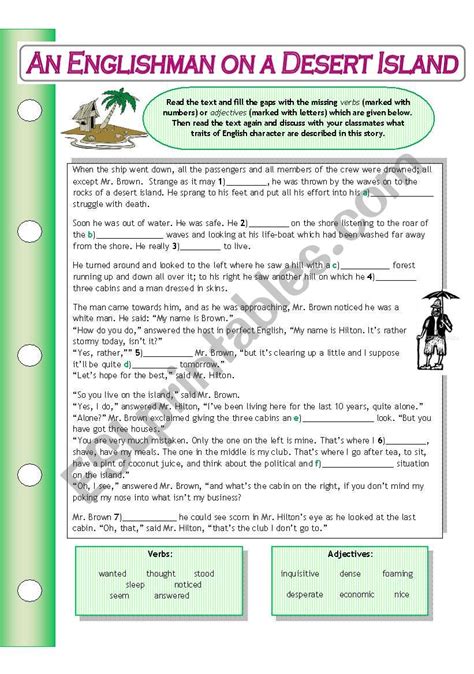 An Englishman On A Desert Island ESL Worksheet By Baiba