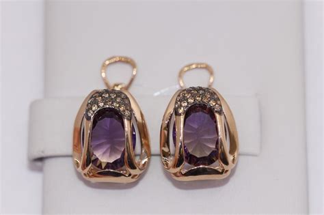 Купить изделие Золотые серьги с аметрином синтетическим кл1863а-49 ...