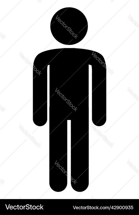 Simple Stick Man Stickman Stand Isolated On White Vector Image