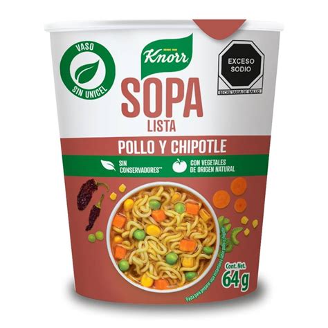 Sopa instántanea Knorr lista pollo con chipotle 64 g Walmart