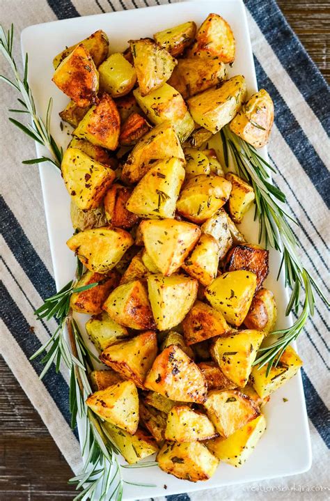 crispy oven roasted rosemary potatoes creations  kara