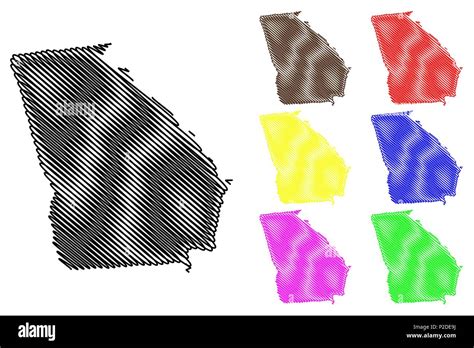 Georgia Map Vector Illustration Scribble Sketch Georgia Map Black Red