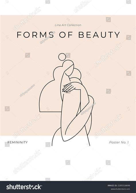 Contemporary Modern Poster Woman Silhouette Nude Stock Vector Royalty Free