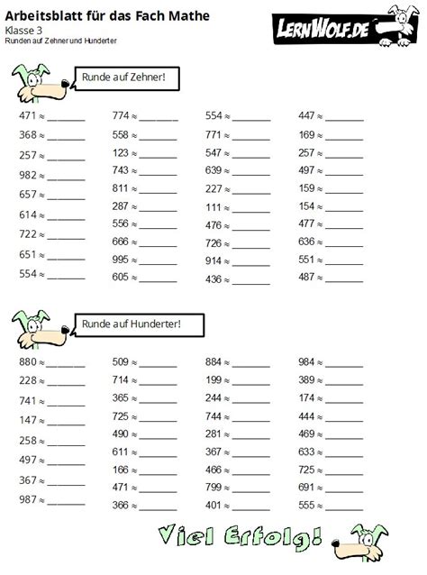 Übungen Mathe Klasse 3 kostenlos zum Download lernwolf de