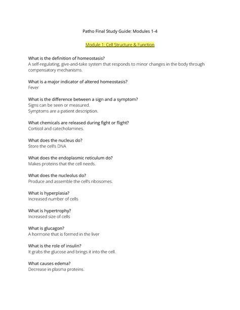 Patho Final Study Guide: Modules 1-3 - Studocu