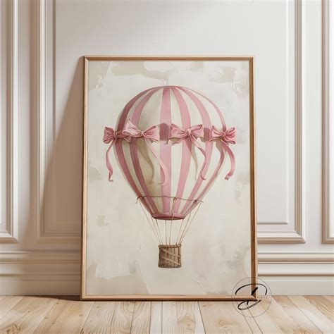 ORIGINAL Vintage Hot Air Balloon Nursery Art Coquette Decor Nursery Decor Girls Baby Girl