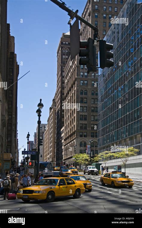 Taxicabs In Midtown Manhattan New York City Stock Photo Alamy