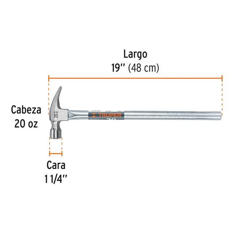 Martillo tubular pulido 20oz cara fresada uña recta Truper Martillos