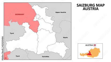 Salzburg Map. State and district map of Salzburg. Political map of ...