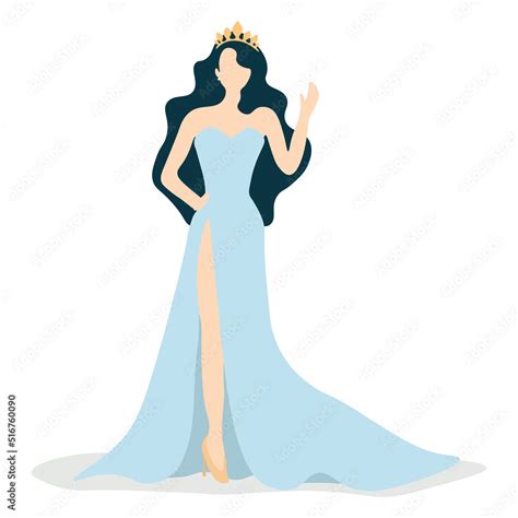 Vector Illustration Of Beauty Queen Pageant Winner On White Background