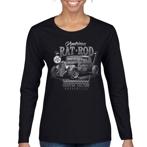 American Rat Rod Women S Long Sleeve T Shirt Hot Rod Custom Culture Route 66 1930s Classic Car