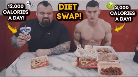 Strongman(12.000kcal) Swaps Diet With Bodybuilder(3.000kcal) For A Day – Fitness Volt