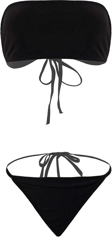 Iiniim Damen Bandeau Bikini Set Durchsichtig Micro Bikini Bademode