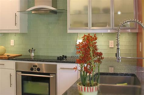 Lush Seafoam Green 3x6 Glass Subway Tile in Surf Kitchen Wall ...